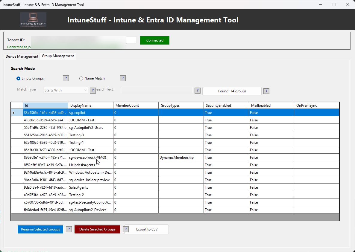 Group Management Tab